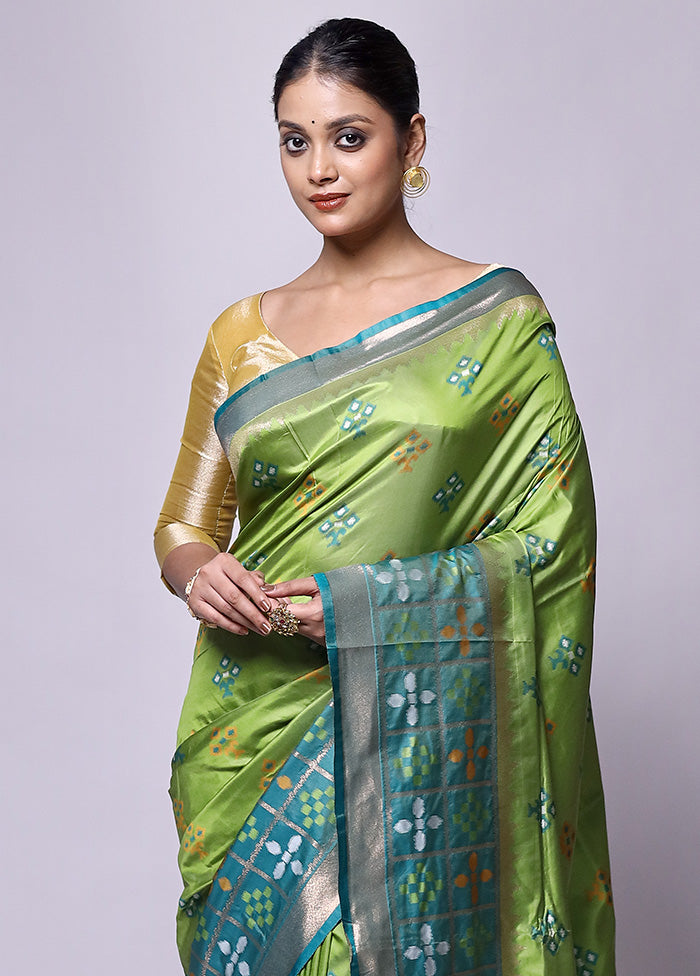 Green Dupion Silk Saree With Blouse Piece Sale Professional