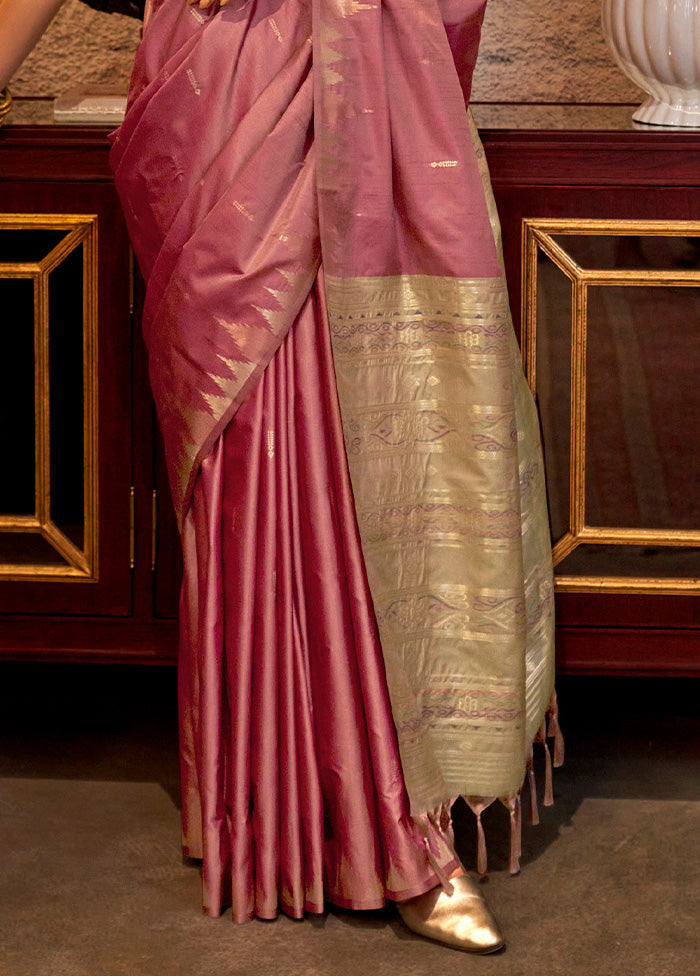 Pink Tussar Silk Saree With Blouse Piece Buy Cheap Great Deals