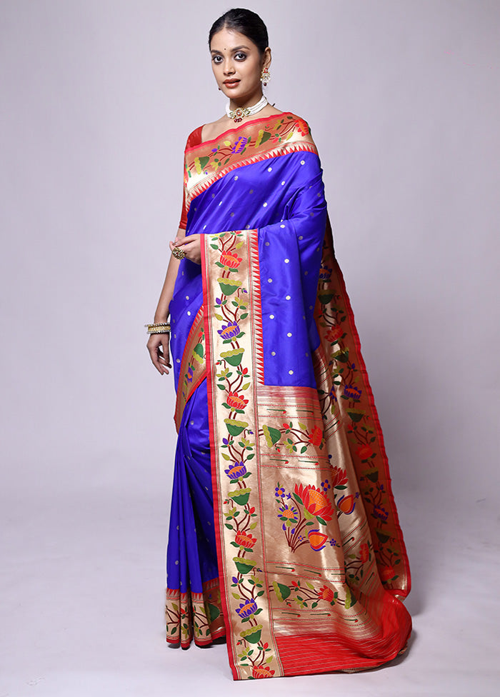 Blue Katan Silk Saree With Blouse Piece High Quality For Sale