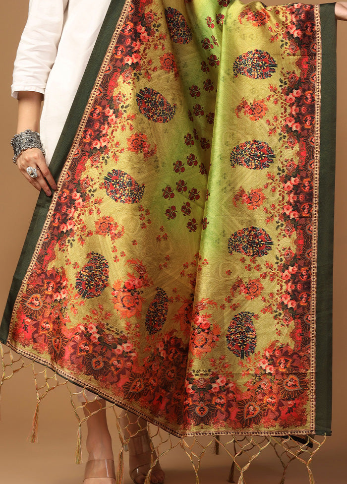 Green Art Silk Dupatta Discount Supply