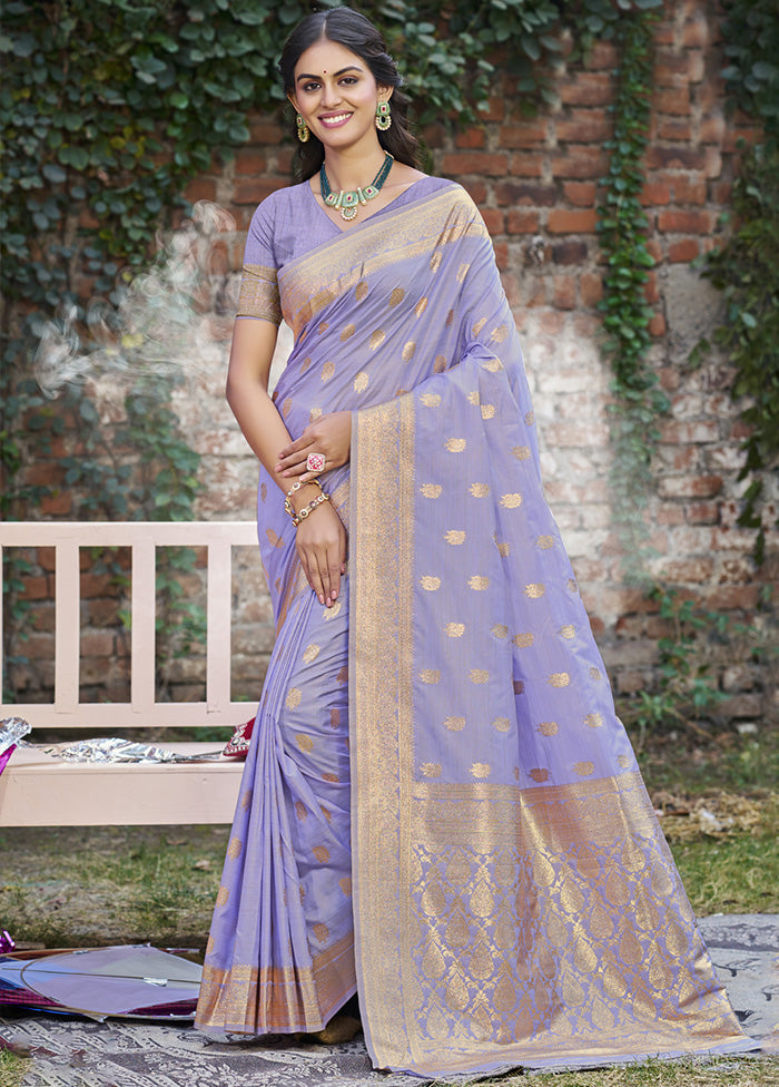 Purple Spun Silk Saree With Blouse Piece Free Shipping 2025 Unisex