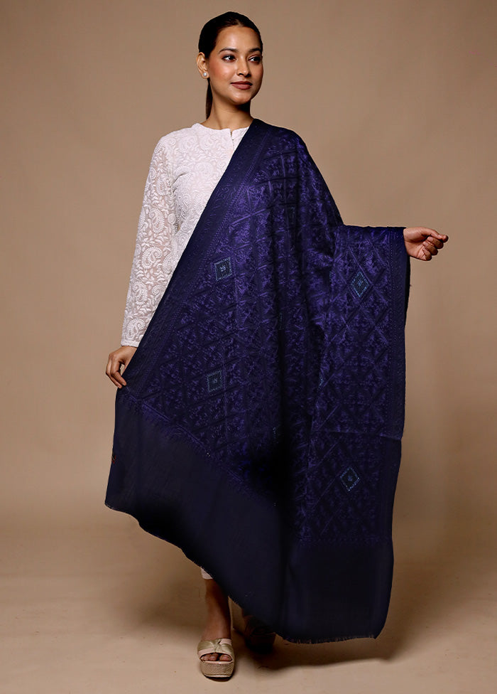 Purple Butta Work With Zari Woven Border Shawl The Cheapest Cheap Online