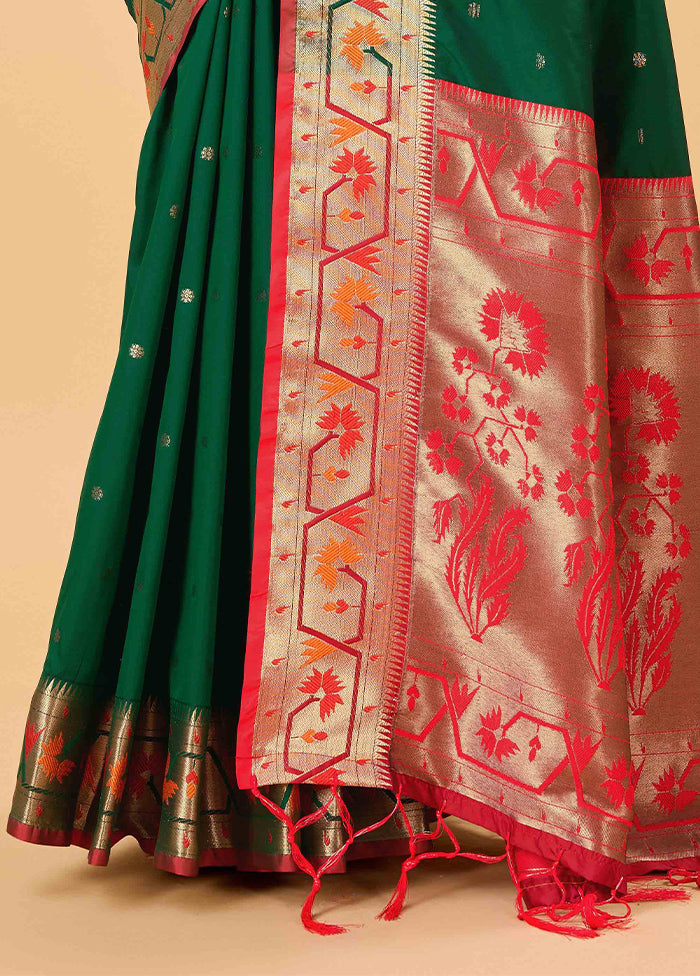 Green Banarasi Silk Saree With Blouse Piece Sast Online