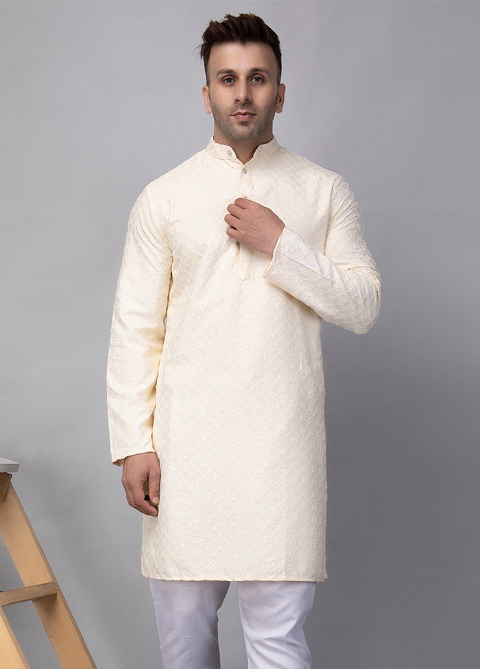 2 Pc Cream Viscose Kurta Pajama Set Free Shipping Comfortable