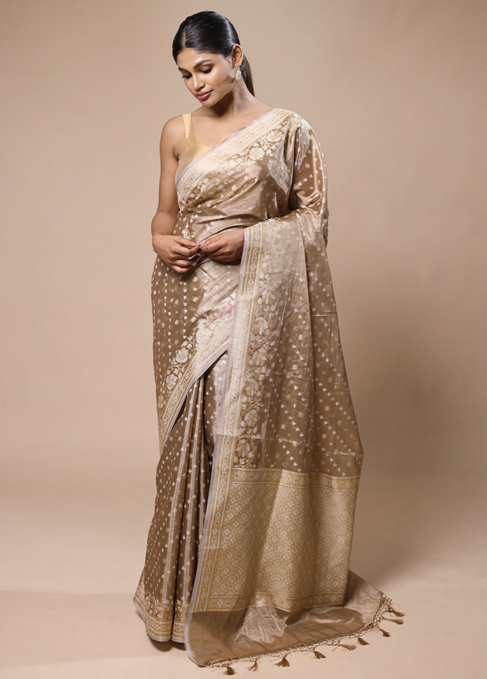 Cream Tissue Silk Saree With Blouse Piece Manchester