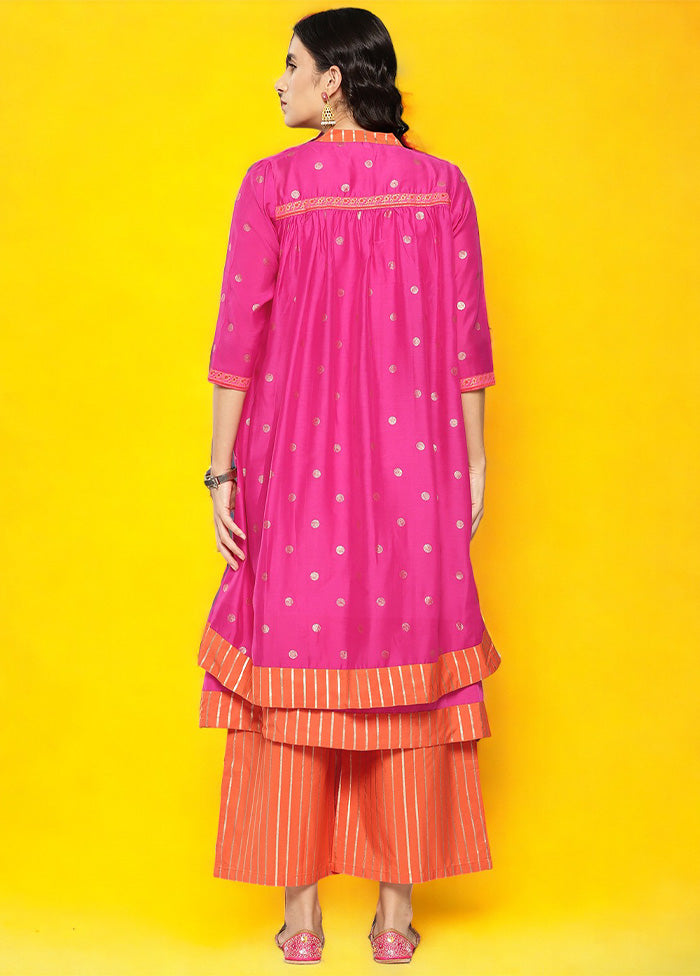 2 Pc Pink Readymade Silk Kurti Set 100% Guaranteed