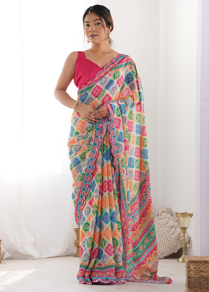 Multicolor Spun Silk Saree With Blouse Piece Visit Online