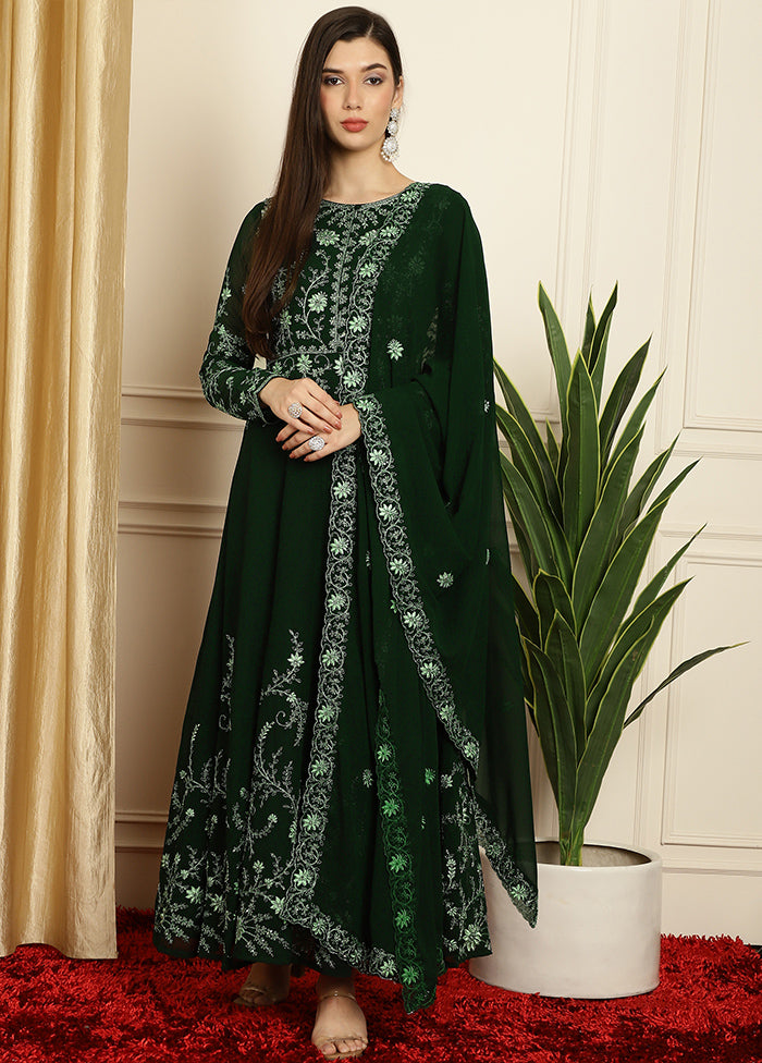 Green Semi Stitched Georgette Indian Dress Free Shipping Manchester