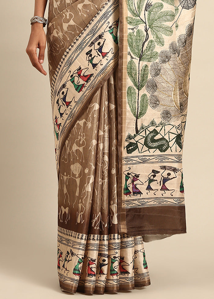 Brown Cotton Saree With Blouse Piece Order Online