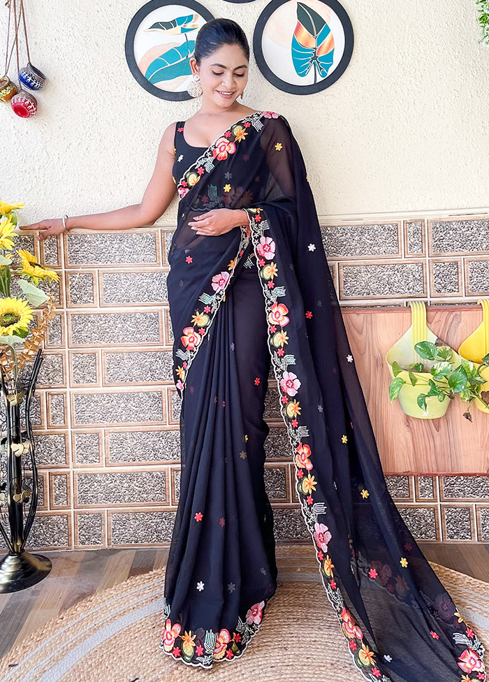 Black Georgette Saree With Blouse Piece Buy Cheap Best Wholesale