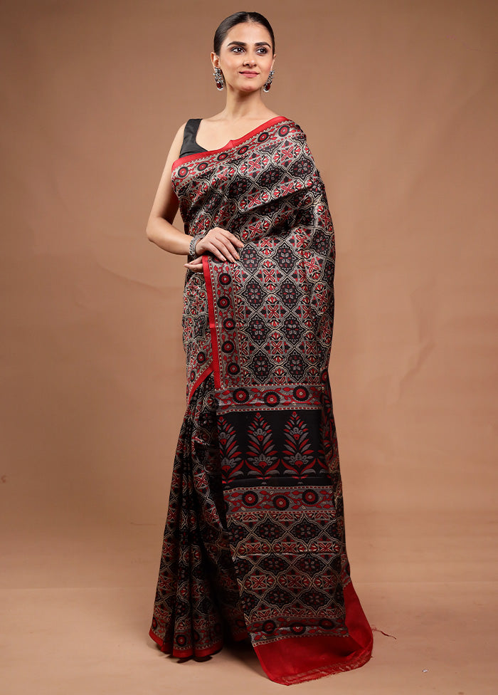 Black Printed Pure Silk Saree Without Blouse Piece Buy Cheap Tumblr