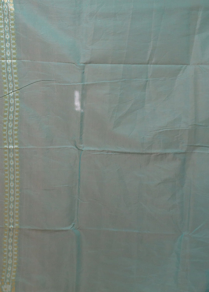 Blue Kora Silk Saree With Blouse Piece For Sale Finishline