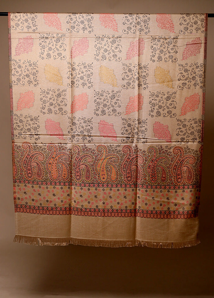 Cream Butta Work With Zari Woven Border Shawl Visit New For Sale