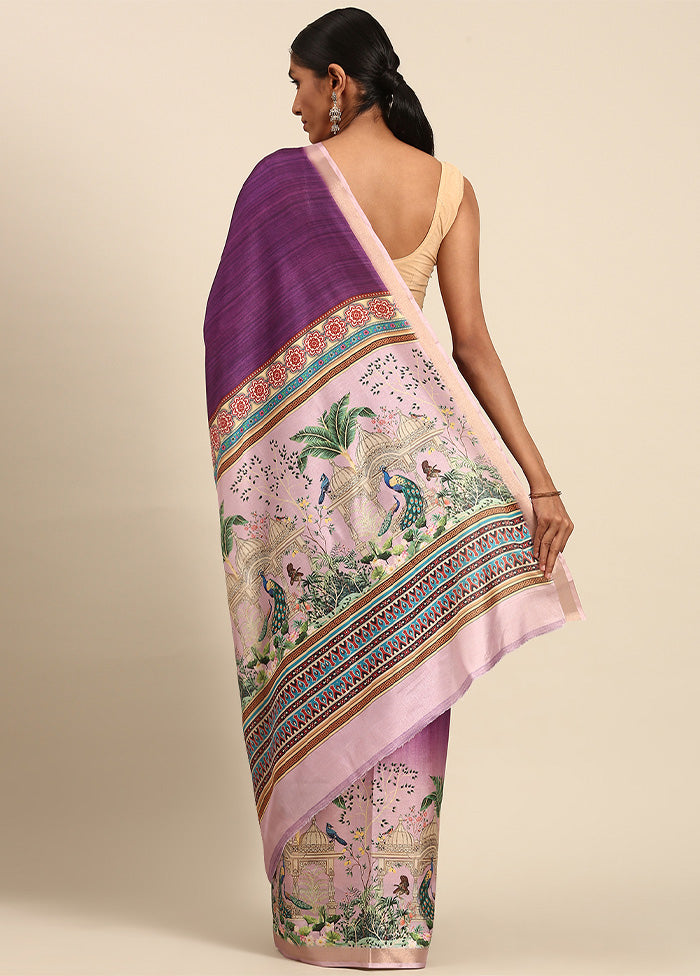 Purple Cotton Saree With Blouse Piece Outlet Fashion Style