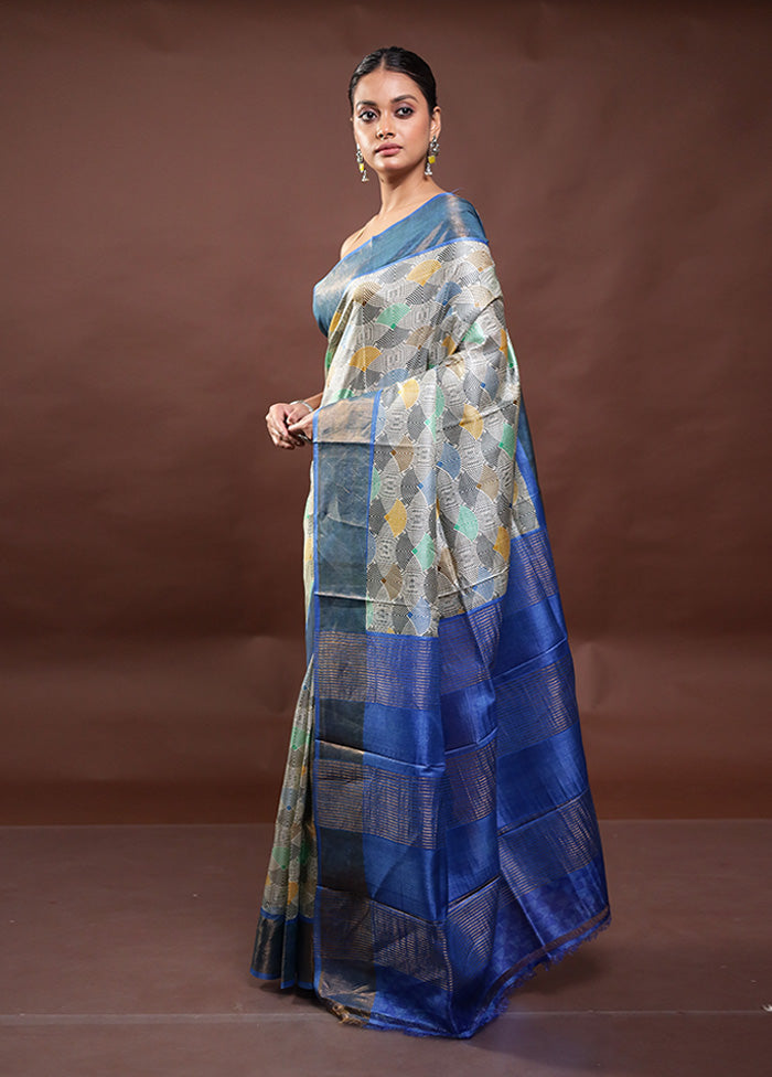 Multicolor Tussar Silk Saree With Blouse Piece Discount Manchester