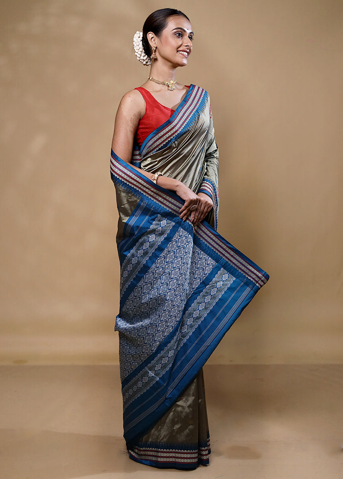 Grey Kanjivaram Silk Saree With Blouse Piece Deals Cheap Pice