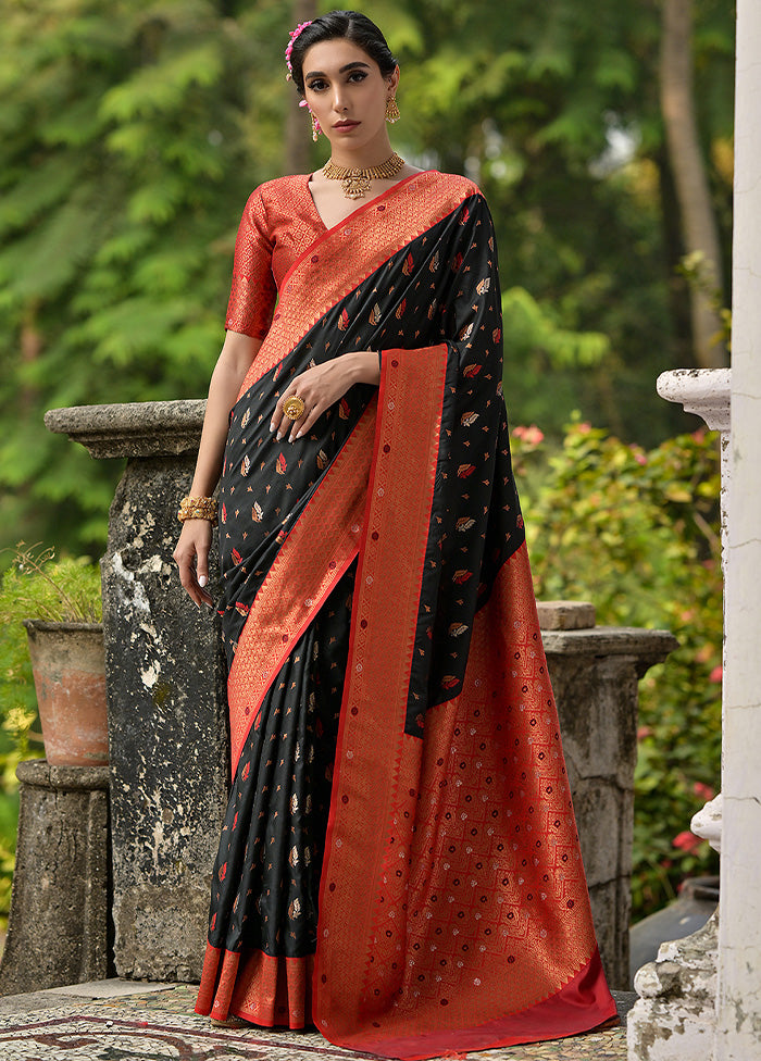 Black Banarasi Silk Saree With Blouse Piece Outlet Online