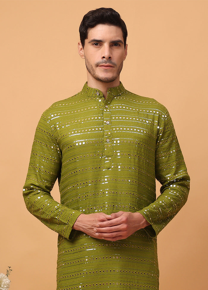 Green Viscose Embroidered Kurta Clearance Cheap Online