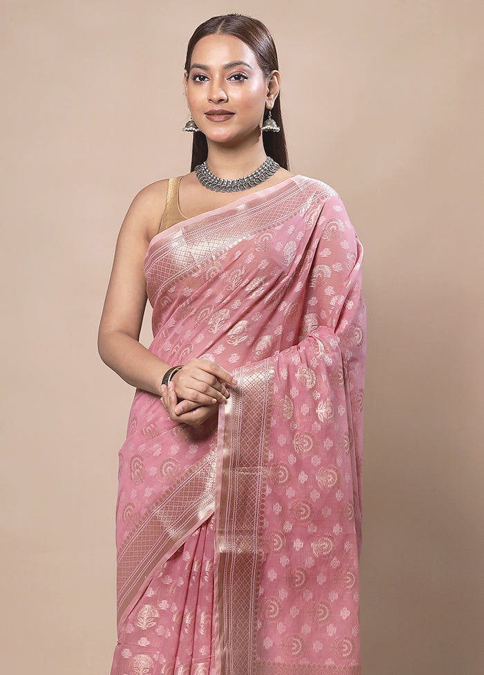 Pink Kora Silk Saree With Blouse Piece Buy Cheap Extremely