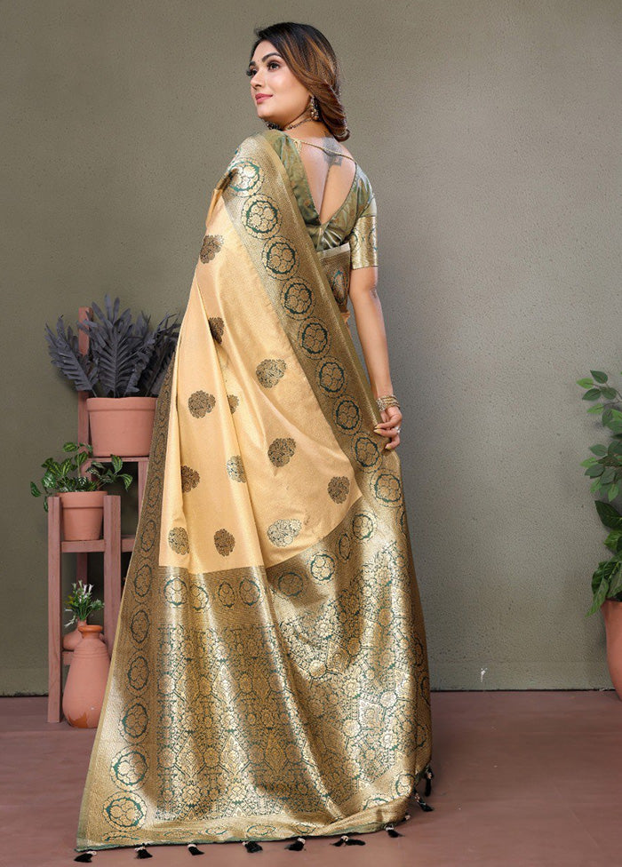 Cream Spun Silk Saree With Blouse Piece Online Cheap Quality