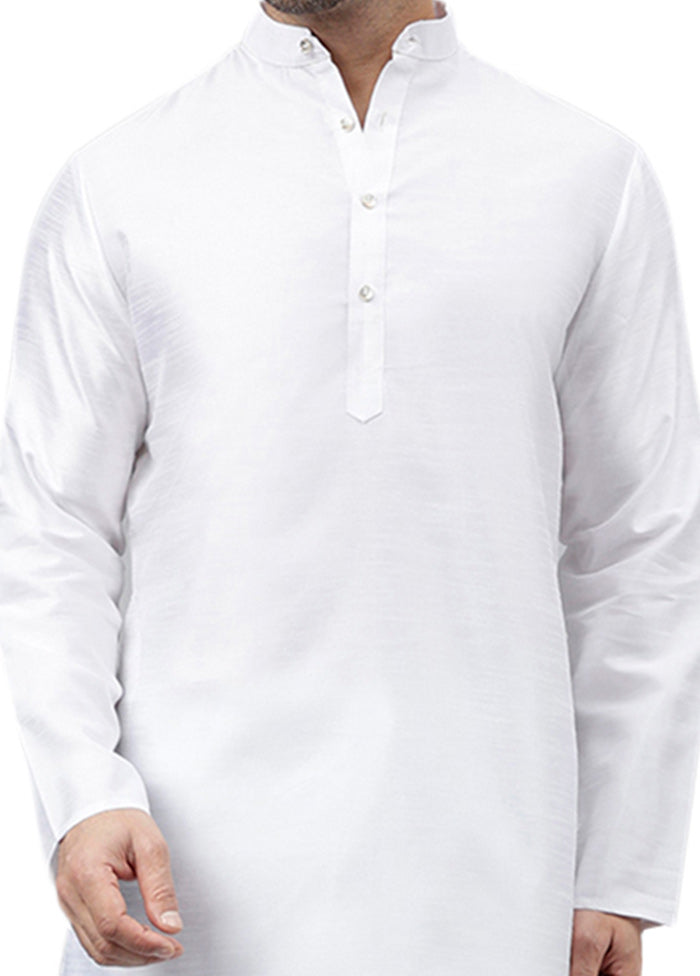 White Dupion Silk Solid Kurta How Much