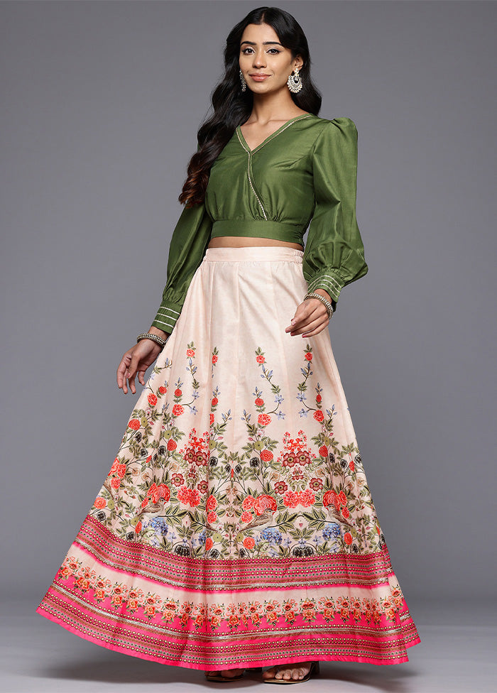 Cream Silk Readymade Lehenga Discount Order