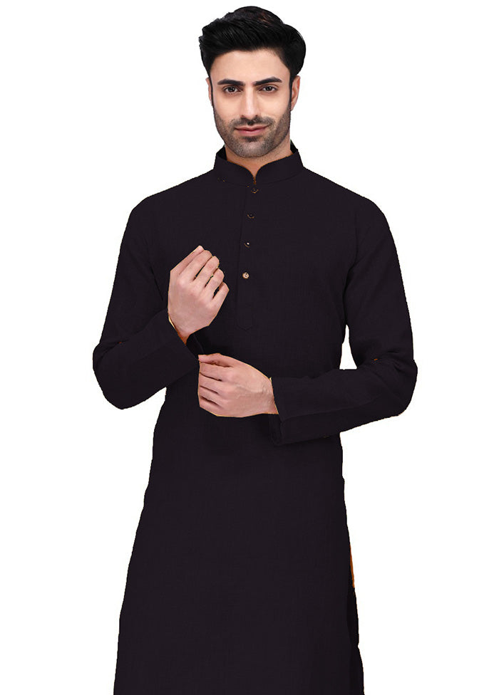 Black Cotton Kurta And Pajama Set Cheap Sale Inexpensive