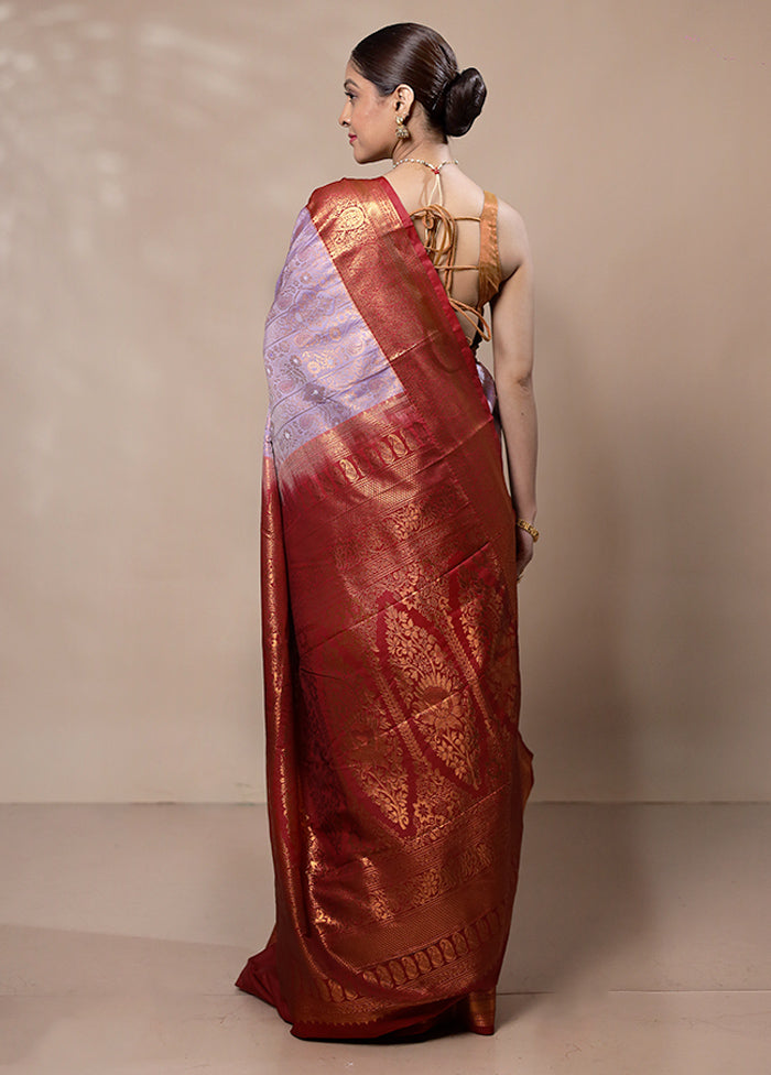 Purple Kanjivaram Silk Saree With Blouse Piece Buy Cheap Newest