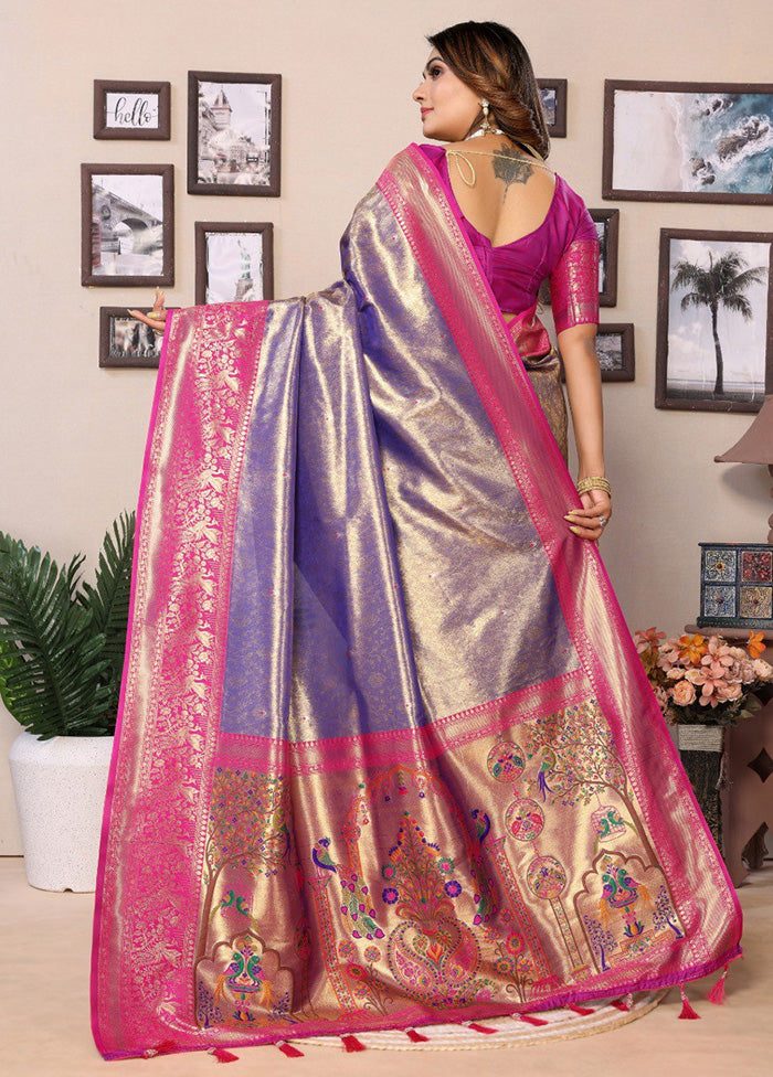 Purple Banarasi Silk Saree With Blouse Piece Buy Cheap Get Authentic