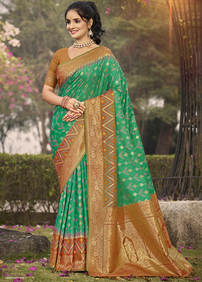 Sea Green Spun Silk Saree With Blouse Piece Buy Cheap Classic