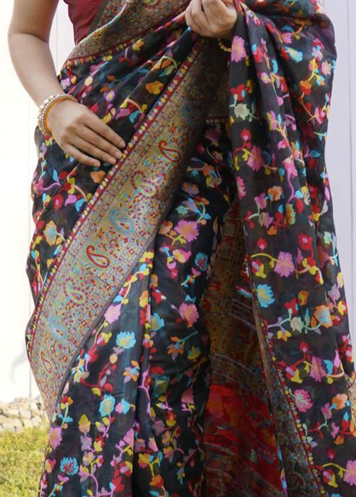 Black Banarasi Silk Saree With Blouse Piece Cheap Outlet Locations