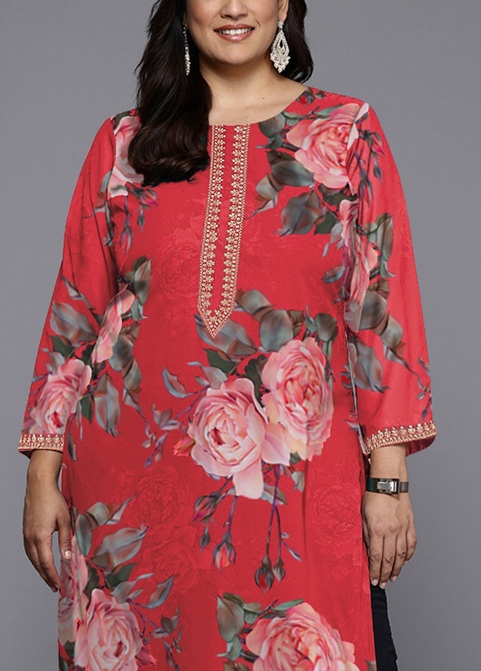 Red Readymade Georgette Kurti Manchester Sale Online