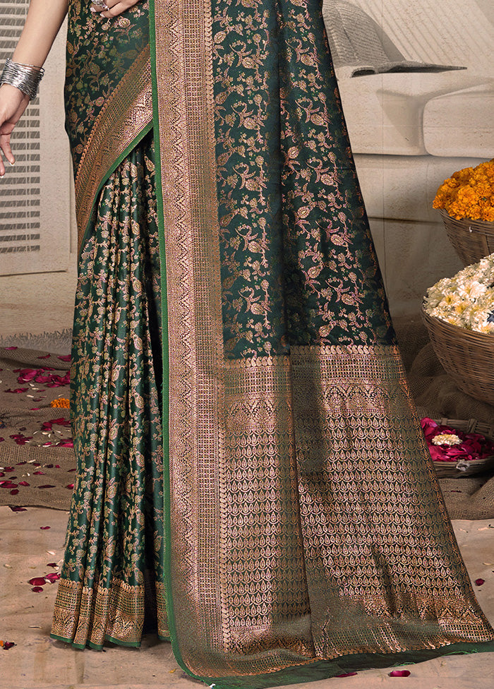 Green Spun Silk Saree With Blouse Piece Finishline Online