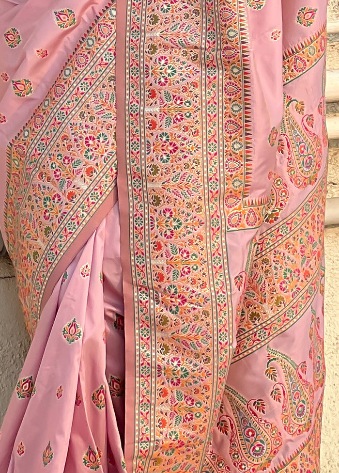 Pink Pasmina Silk Saree With Blouse Piece Cheap Sale 2025 New