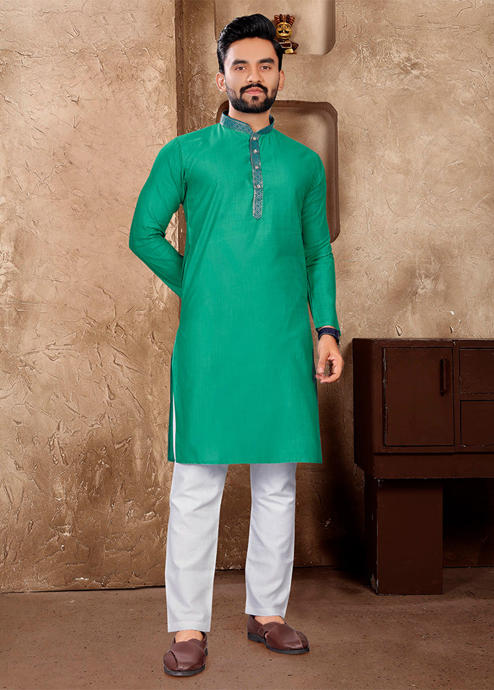 Rama Green Silk Kurta And Pajama Set Cheap Pice Buy Discount