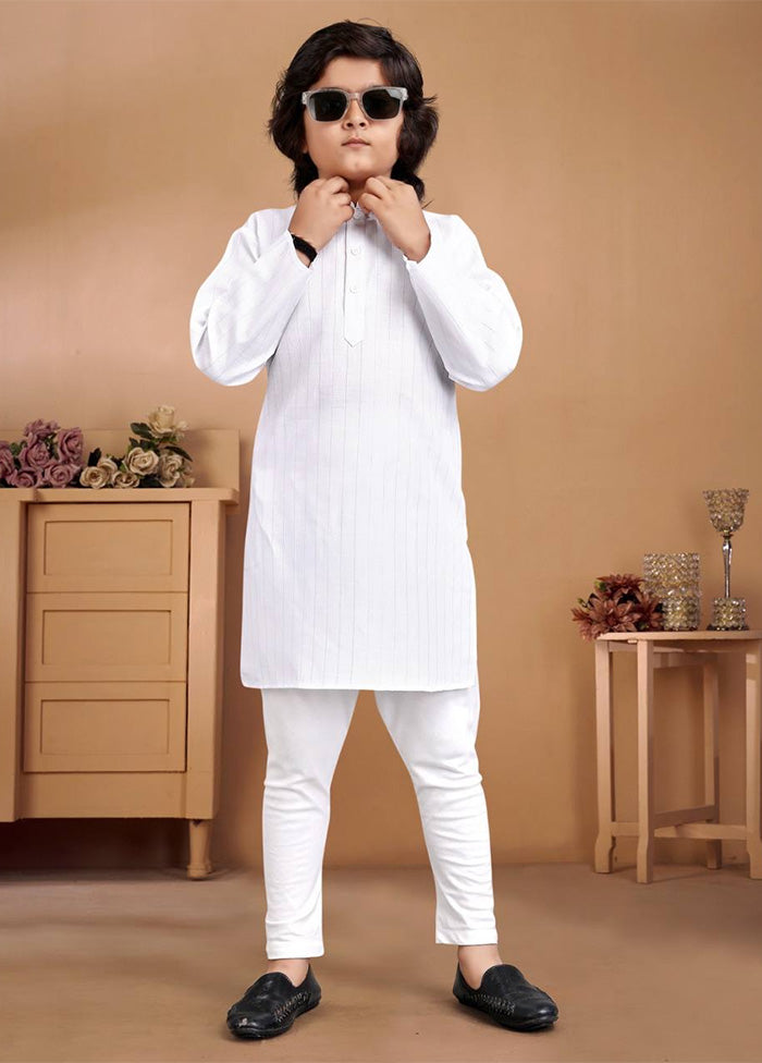 White Pure Cotton Kurta Pajama Set Cheap Discount Sale