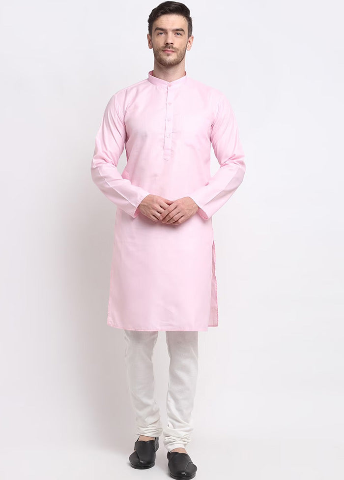 Light Pink Cotton Kurta And Pajama Set Discount Fashionable