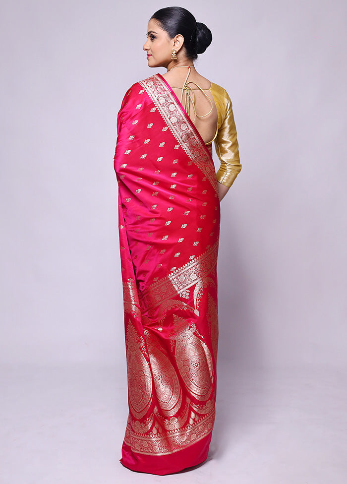 Pink Banarasi Silk Saree With Blouse Piece Deals Cheap Online