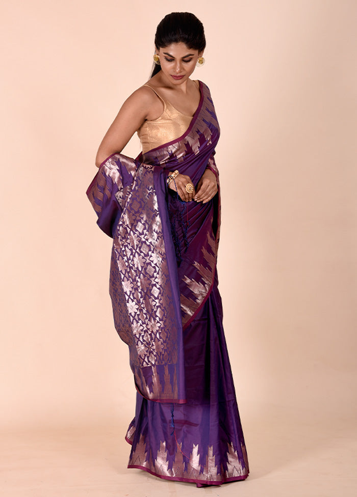 Purple Cotton Saree With Blouse Piece Best Wholesale Online