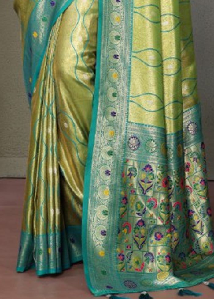 Green Banarasi Silk Saree With Blouse Piece Outlet With Paypal Order