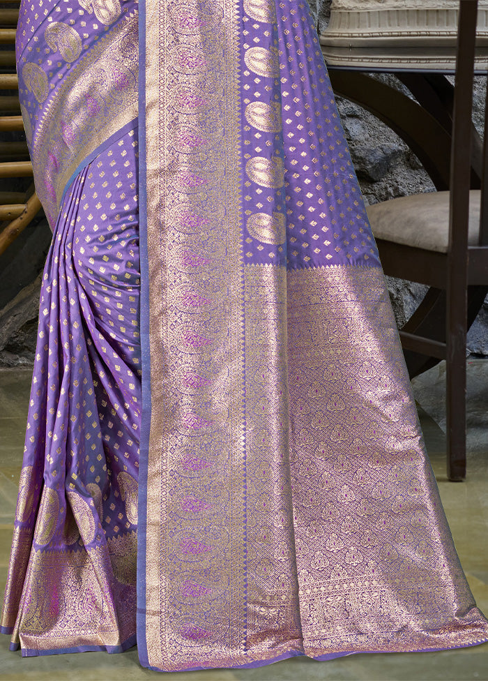 Violet Spun Silk Saree With Blouse Piece Factory Outlet Cheap Pice