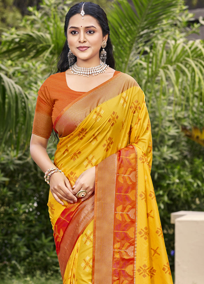 Yellow Spun Silk Saree With Blouse Piece Buy Cheap 2025