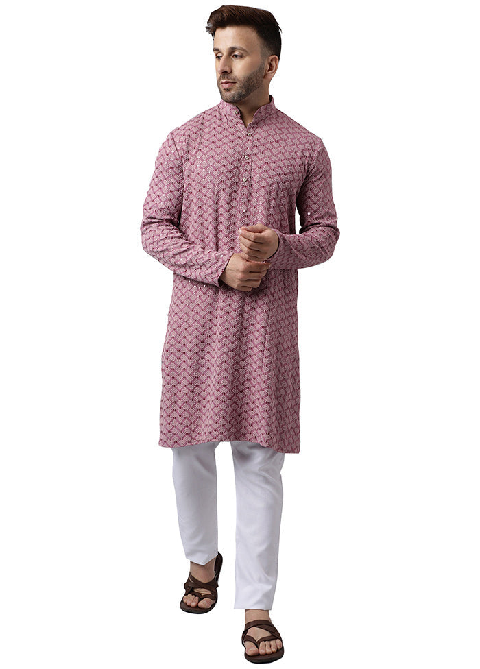 2 Pc Pink Silk Kurta Pajama Set Discount With Mastercard