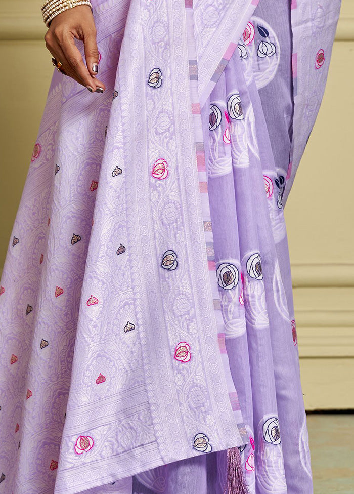 Lavender Cotton Saree With Blouse Piece Free Shipping Discounts