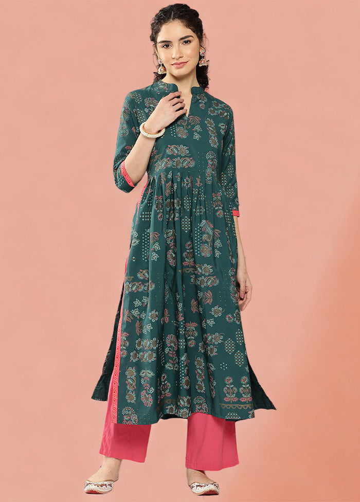 Green Readymade Silk Kurti Sale Hot Sale