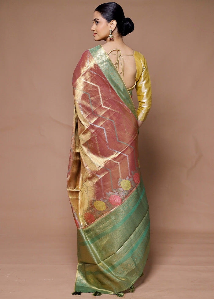 Pink Tissue Silk Saree With Blouse Piece Clearance Geniue Stockist