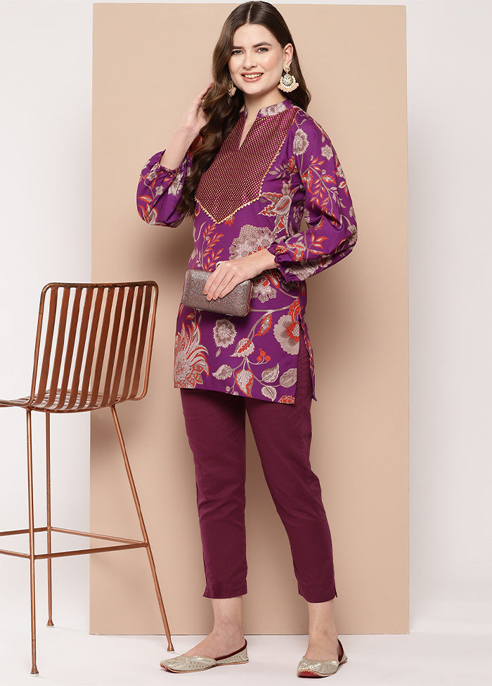 Purple Readymade Silk Tunic For Sale 2025