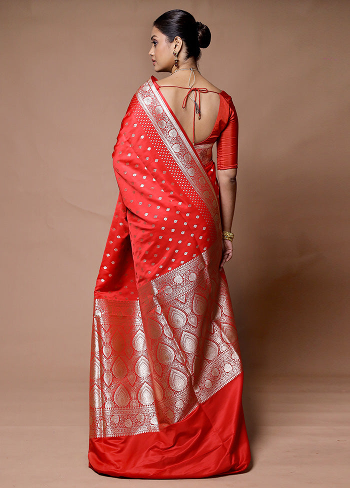 Red Banarasi Silk Saree With Blouse Piece Free Shipping Limited Edition