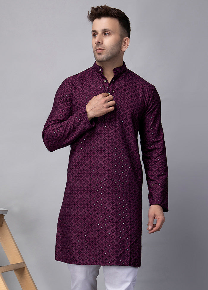 2 Pc Purple Viscose Kurta Pajama Set Cheap Sale Online Online