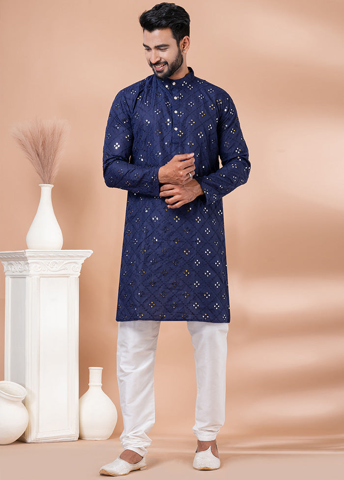 Navy Blue Cotton Kurta And Pajama Set Sale Wiki